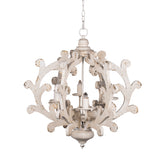 Country-Style Chandelier 6-Light Wood Chandelier - White